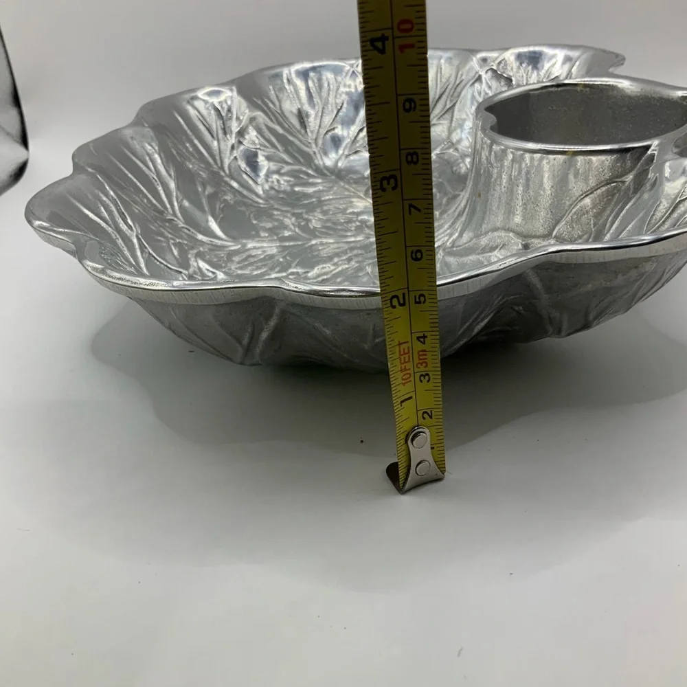 Wilton Armetale Vintage Cabbage Leaf Chip & Dip Serving Bowl